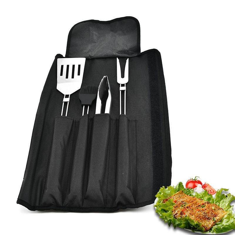 Camping Cooking Set Non Stick - 4-teiliges BBQ-Werkzeugset Grillbesteck aus Edelstahl Grill-Set