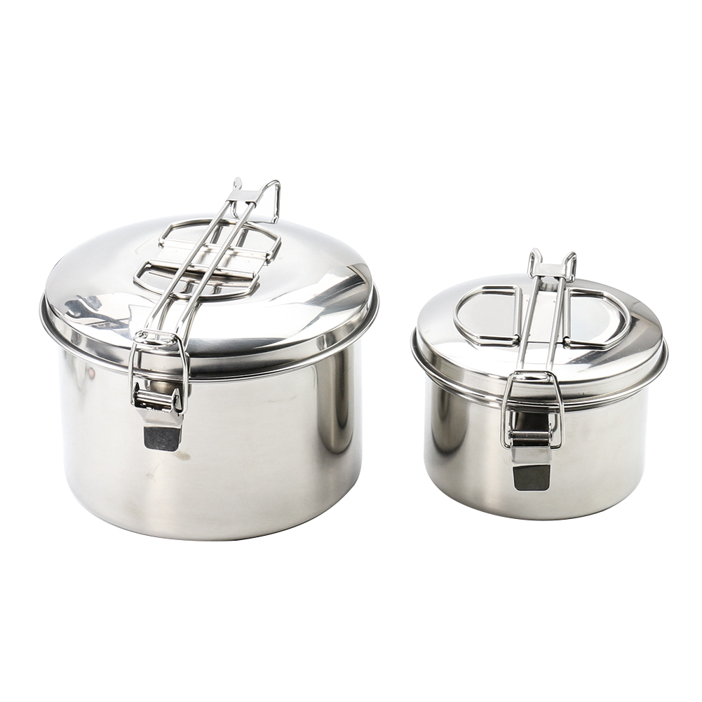 Camping Cooking Pot With Lid - Edelstahl-Camping-Hängetopf mit Deckel, tragbares Outdoor-Kochgeschirr für