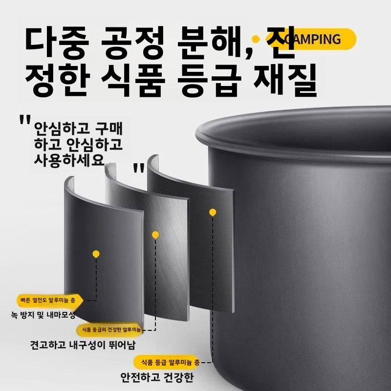 Camping Cooking Set Non Stick - Outdoor-Camping-Kochgeschirr-Set Tragbares Leichtgewichtiges Stapelbares Topf-Pfannen-Set Antihaft-Aluminiumlegierung