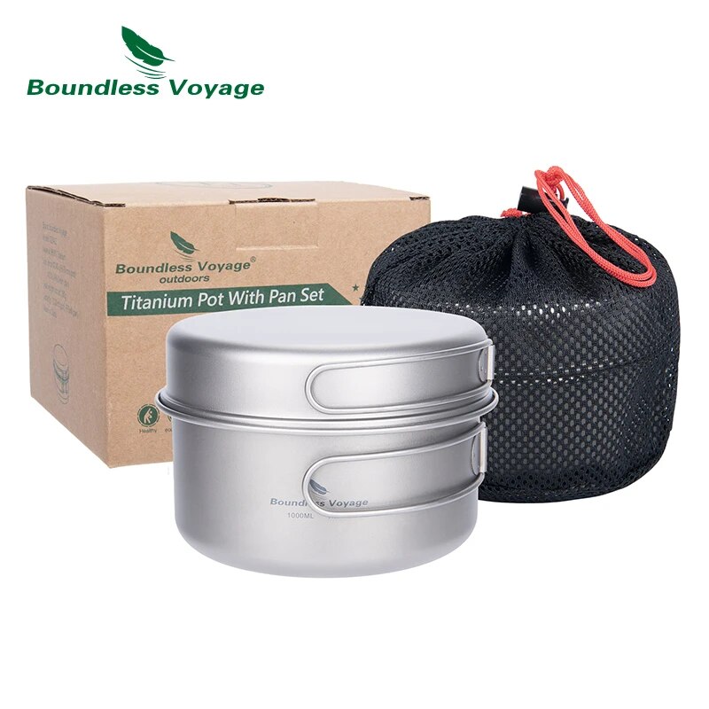 Camping Cooking Set For 4 - Boundless Voyage Titan-Topf-Pfannenset mit klappbaren Griffen,