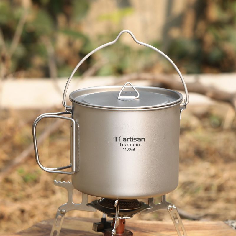 Camping Cooking Pot With Lid - Tiartisan Titan 1,1L Campingtopf Outdoor-Kochset mit