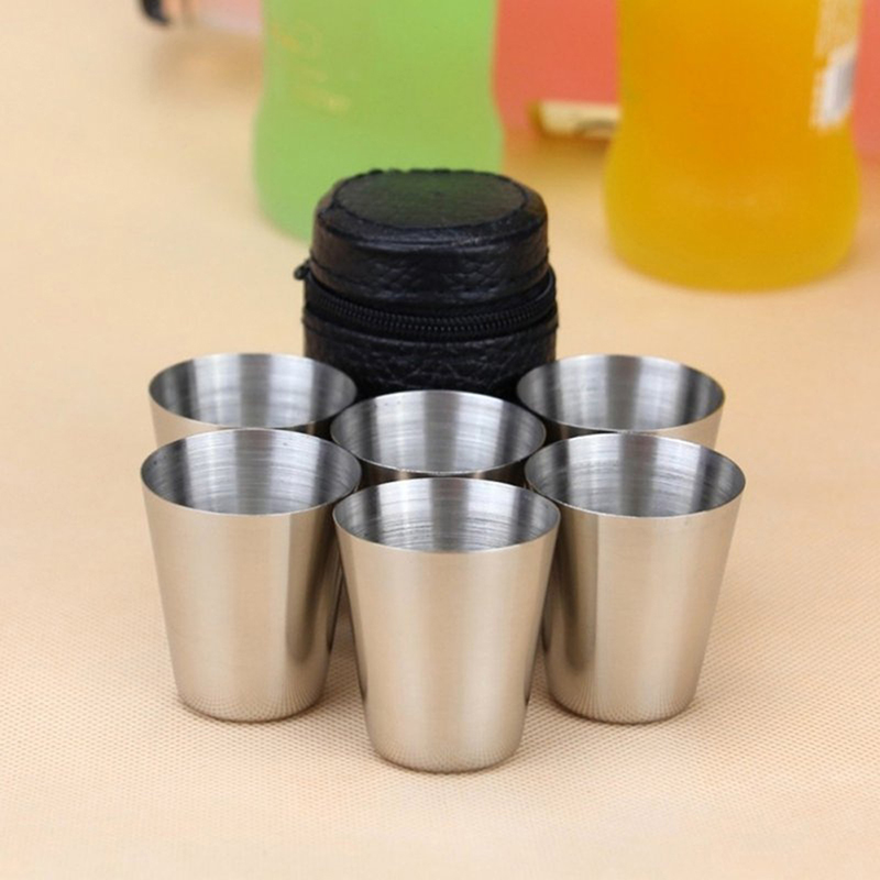 Camping Cooking Mug - 4/6Pcs Edelstahl Tassen Mini Schnaps Glas