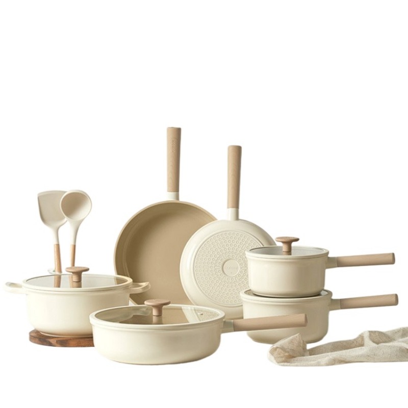 Camping Cooking Set Non Stick - Geling Chinesische Günstige Weiße Titan-Keramik Küchenpfannen