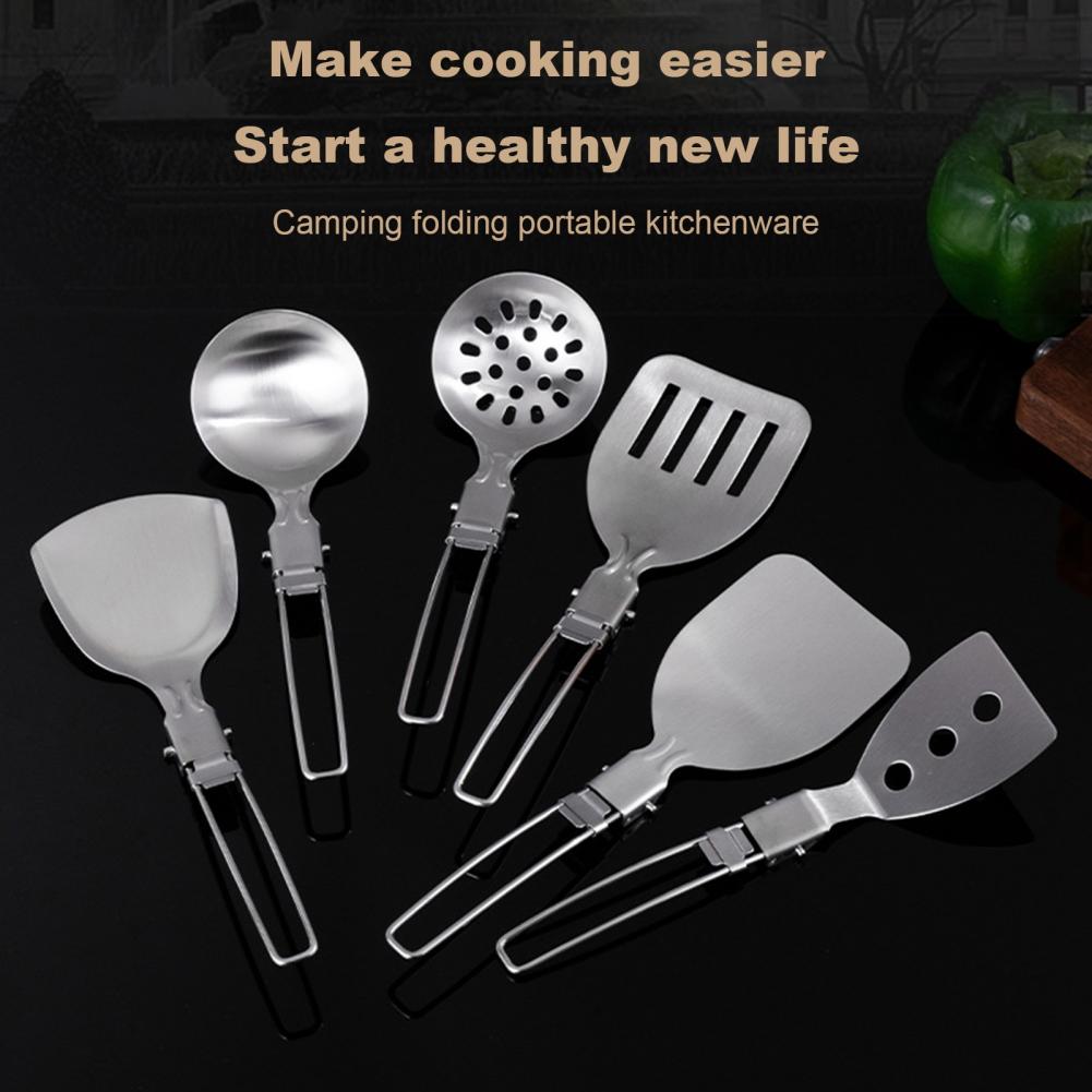 Camping Cooking Set Non Stick - Camping-Spatel aus Edelstahl, Camping-Kochutensilien-Set aus Edelstahl,