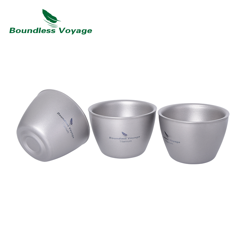 Camping Cooking Mug - Boundless Voyage 40 ml Titan-Teetassen, Mini-Doppelwand-Sake-Tasse,