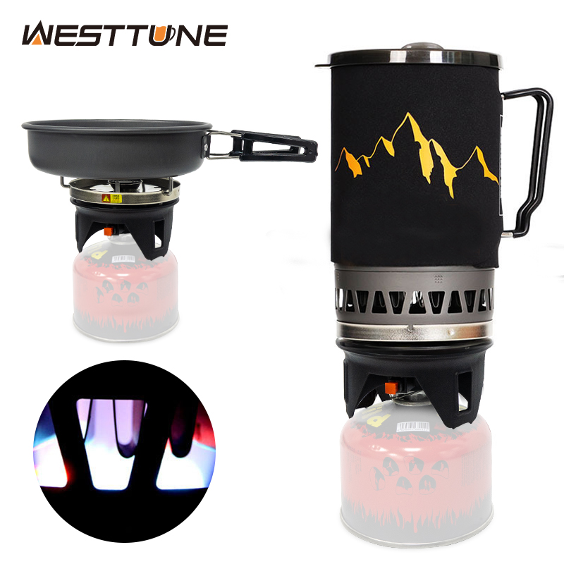 Camping Cooking Propane - WESTTUNE Outdoor-Kochsystem, Camping-Propan-Kochausrüstung mit Wärmetauscher, tragbarer