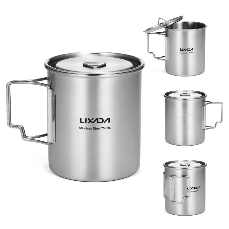 Camping Cooking Mug - Lixada 750ml Tasse Outdoor Edelstahl Wasser