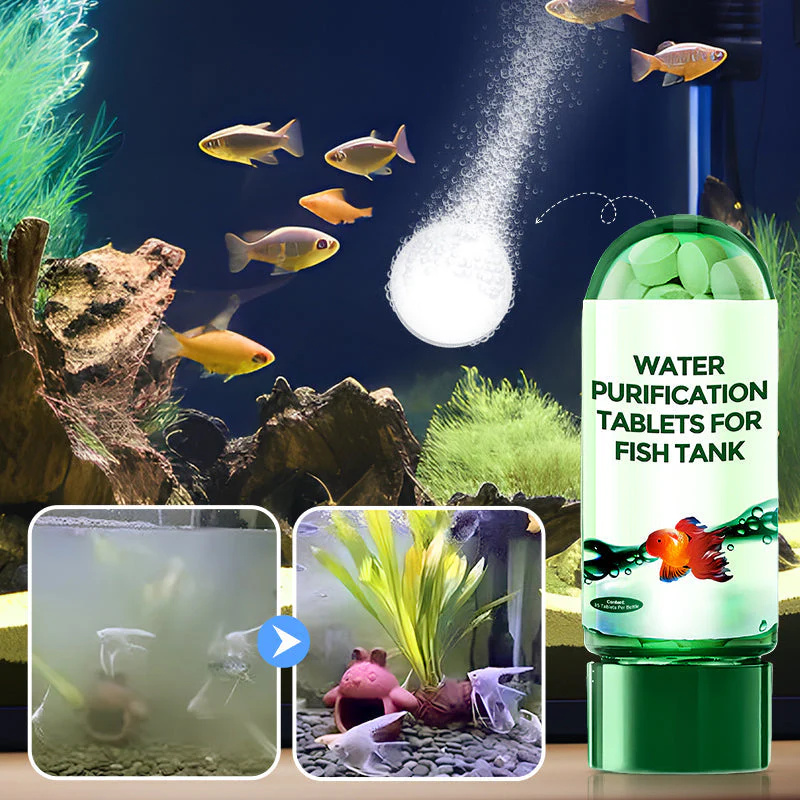 Water Purification Tablet - Umweltfreundliche Aquarium-Wasserreinigungstabletten Schnellwirkende Fischbecken-Reinigungslösung Aquarium-Wasserklärer