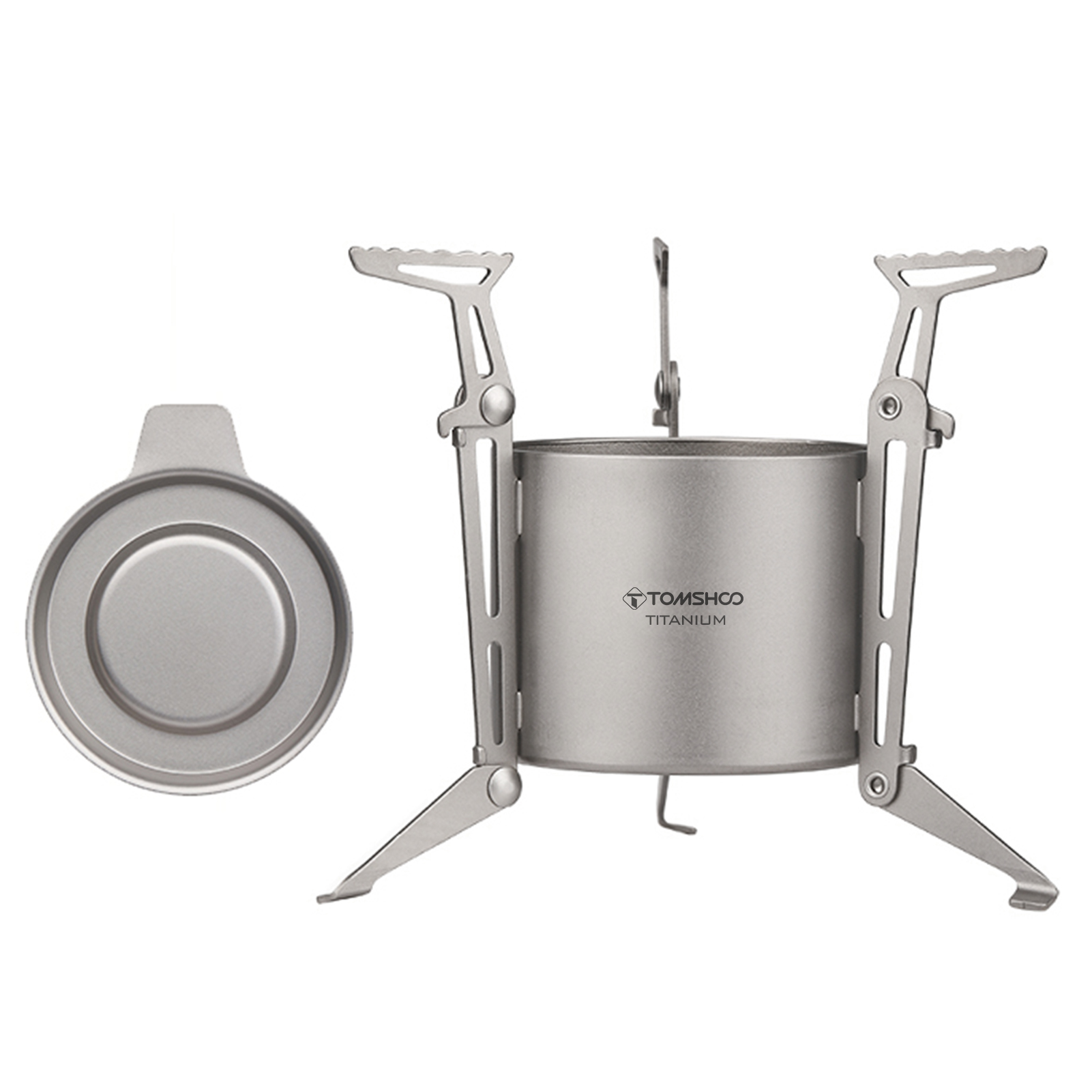 Camping Cooking Pot With Lid - TOMSHOO Ti Alkoholofen mit Deckel, klappbaren