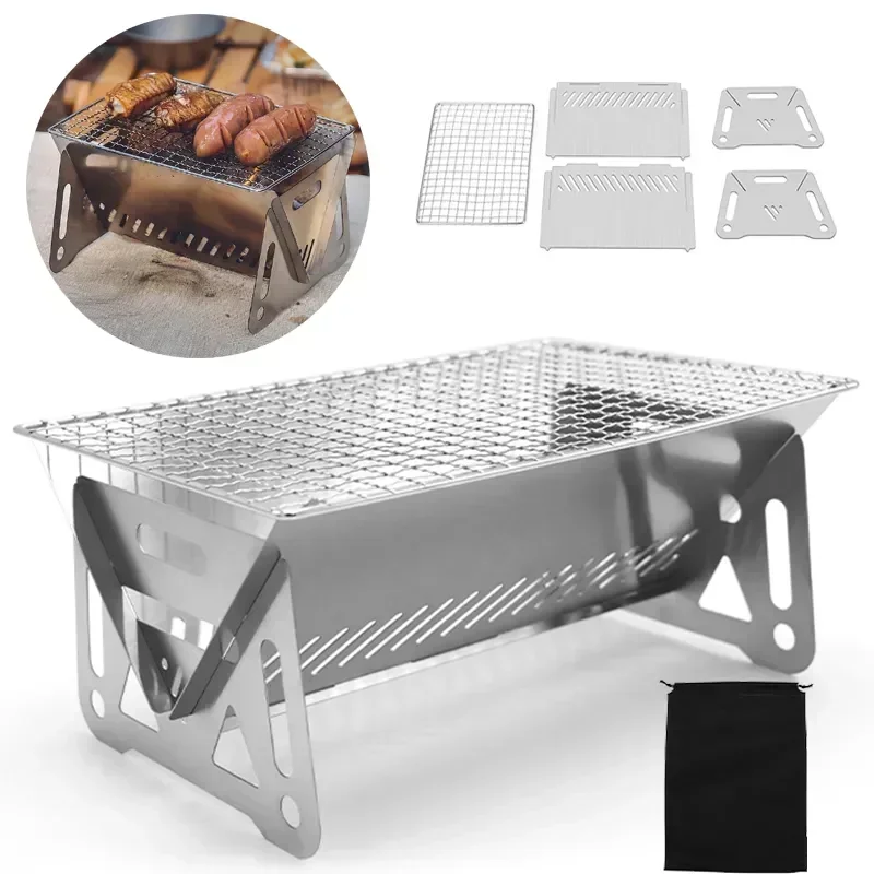 Charcoal Chimney Starter - Tragbarer Klappbarer Grill, Heizofen, Multifunktionaler Camping-BBQ-Grillrost,