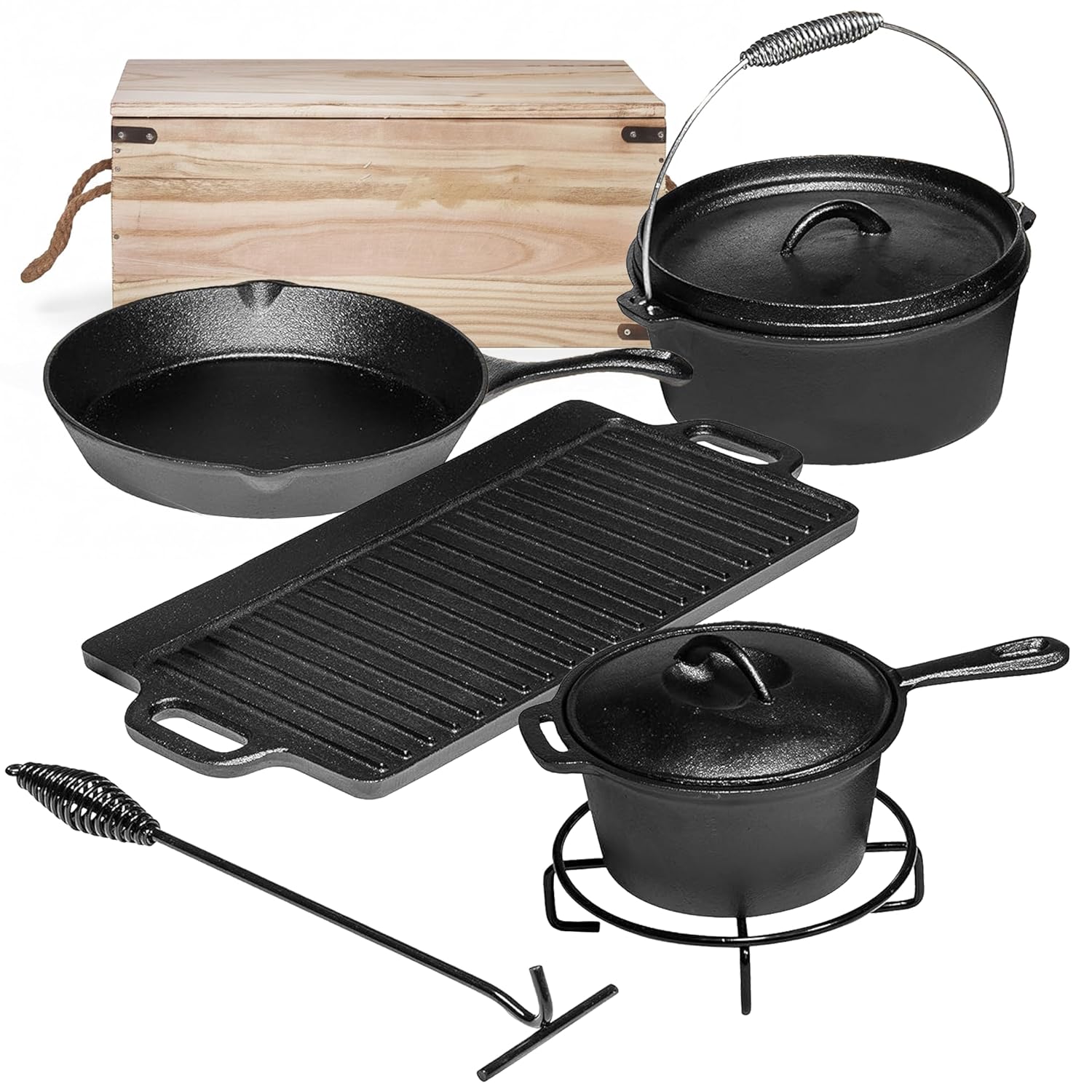 Camping-Kochset mit 7 Teilen.  – Camping Cooking Pot With Lid Bewertung und Preis